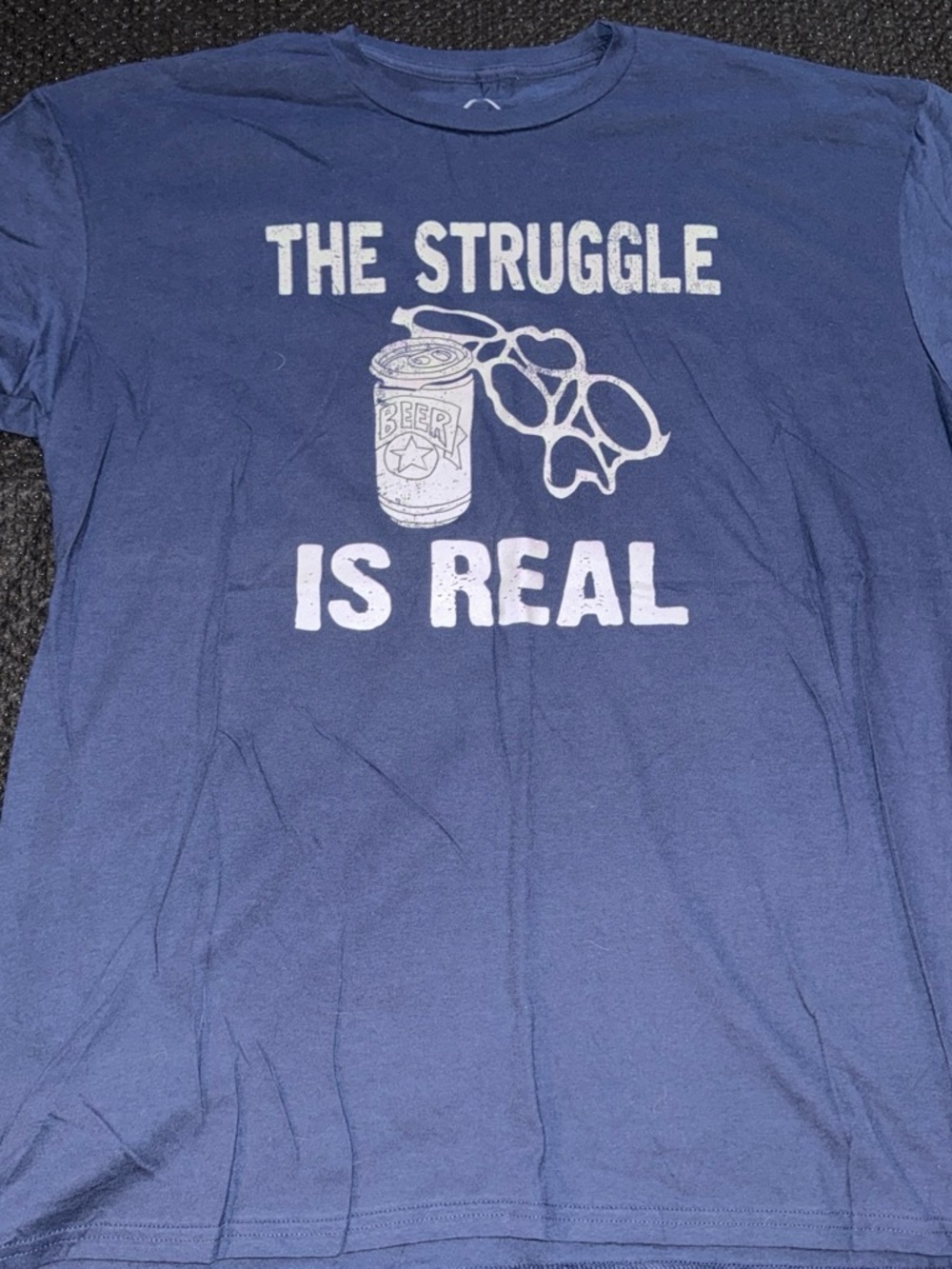 Navy Graphic Tee "The Struggle Is Real" - The last beer tee funny oversized tee